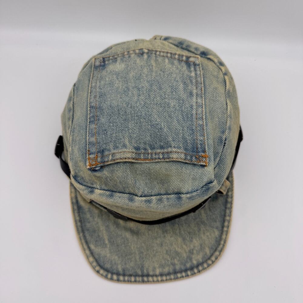 Free People Cadet Hat Womens Washed Denim Boho Western Leather Band Y2K 90s NEW - Picture 3 of 8